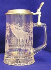 Elk Glass Tankard with Pewter Lid